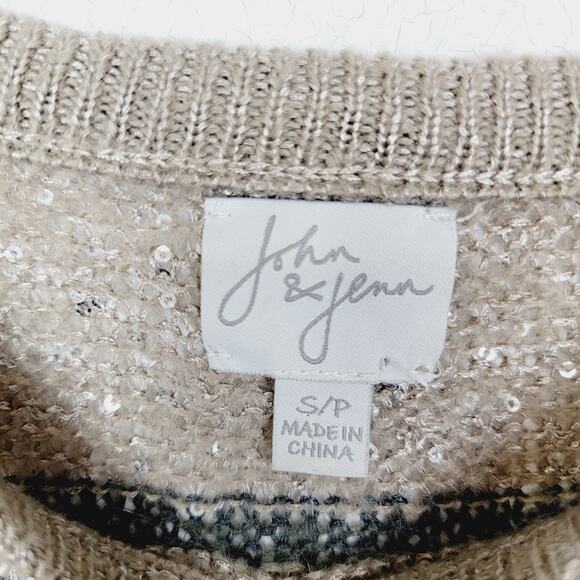 Anthropologie John & Jenn Mohair Blend Striped Crew Neck Metallic Sweater S - Picture 4 of 5